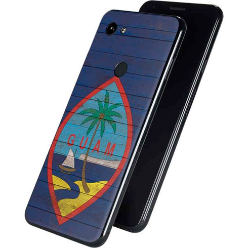 Guam Flag Dark Wood Google Pixel 3a Skin